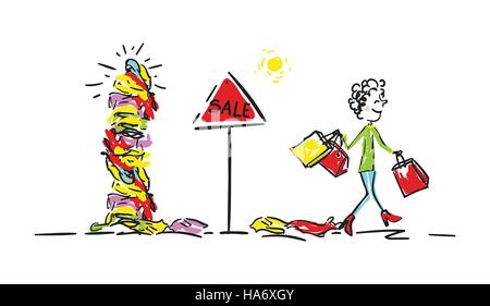 Vendita colorati illustrazione vettoriale, doodle del disegno a mano design Illustrazione Vettoriale