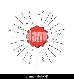 Grande Vendita banner splendente, colorato in uno stile piatto Illustrazione Vettoriale