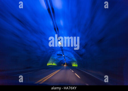 Tunnel Laerdal, Norvegia. Lungo la strada di collegamento di tunnel Laerdal e Aurland in Sogn og Fjordane Foto Stock