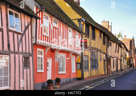 A struttura mista in legno e muratura cottage medievale, Water Street, Lavenham, Suffolk, Inghilterra, Regno Unito Foto Stock