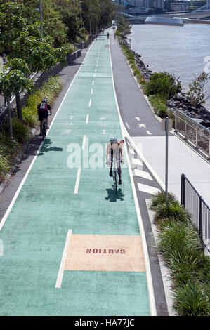 Bicentenario Bikeway sulle rive del Fiume Brisbane, Milton, Brisbane, Queensland, Australia Foto Stock