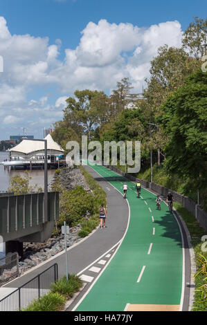 Bicentenario Bikeway sulle rive del Fiume Brisbane, Milton, Brisbane, Queensland, Australia Foto Stock