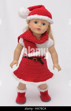 Ragazza bambola in Santa vestiti Foto Stock