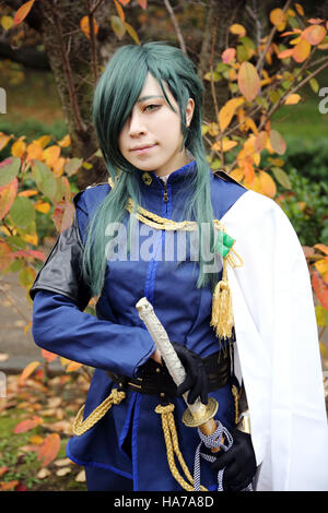 Giovane ragazza giapponese vestito in costume cosplay al Parco Mamugame-Jou Foto Stock