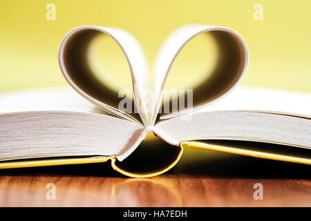 Libro Aperto, pagine in forma di cuore Foto Stock