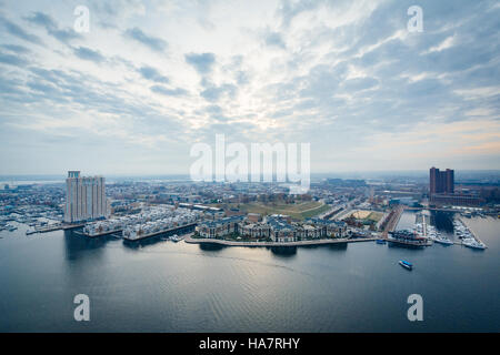 Vista aerea della Federal Hill e il Porto Interno di Baltimore, Maryland. Foto Stock