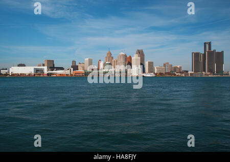 Detroit, Michigan Una vista panoramica dello skyline di novembre 2016 Foto Stock