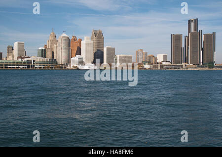 Detroit, Michigan Una vista panoramica dello skyline di novembre 2016 Foto Stock