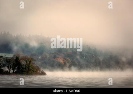 Nebbia di mattina con un incremento di oltre il Lough Gill Irlanda Foto Stock