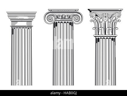 Capitelli delle colonne, ionico e corinzio, dorico, capitale, romana, Foto Stock