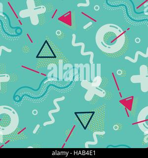 Vector seamless pattern in puntinismo, Memphis, 80s, 90s style Illustrazione Vettoriale