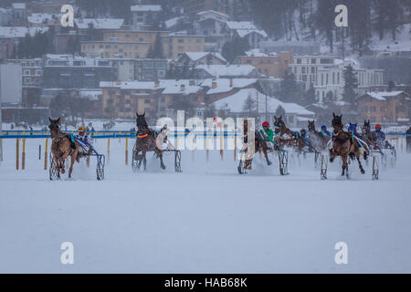 White Turf, un unico, esclusivo, top-class evento emozionante con corse di cavalli Foto Stock