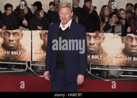 Londra, Grossbritannien. 28 Nov, 2016. Boris Becker assiste 'Äò sto bullone "Äô Premiere mondiale a Leicester Square a Londra, Inghilterra (28/11/2016). | Verwendung weltweit © dpa/Alamy Live News Foto Stock