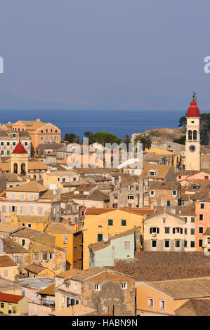 Vista della città vecchia di Corfù dal nuovo castello, l'isola di Corfù, Grecia Foto Stock