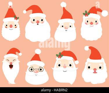 Cartoon Santa Claus testa. Natale illustrazione vettoriale design in stile appartamento. Illustrazione Vettoriale