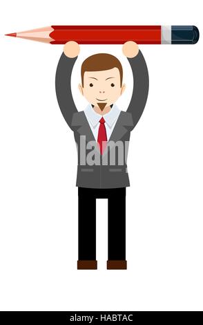 Lavoratore di ufficio con matita Illustrazione Vettoriale