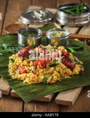 Malabar biriyani pesce. Il Kerala e del Sud dell India cibo Foto Stock