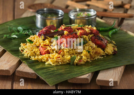 Malabar biriyani pesce. Il Kerala e del Sud dell India cibo Foto Stock