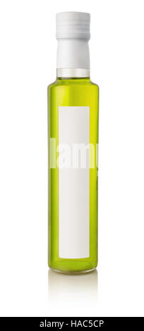 Vista anteriore dell'olio d'oliva Bottiglia con etichetta vuota isolata su bianco Foto Stock