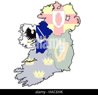 Connancht con confini e bandiere delle province sulla mappa di Irlanda Foto Stock