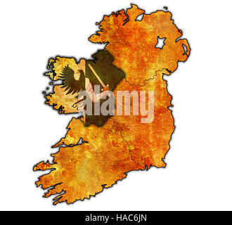 Connancht con confini e bandiere delle province sulla mappa di Irlanda Foto Stock