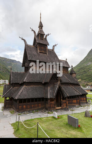 Borgund doga Chiesa, Borgund, Laerdal, Sogn og Fjordane, Norvegia. Foto Stock