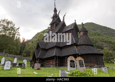 Borgund doga Chiesa, Borgund, Laerdal, Sogn og Fjordane, Norvegia. Foto Stock