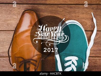 2017 Anno nuovo auguri con formali e scarpe casual Foto Stock