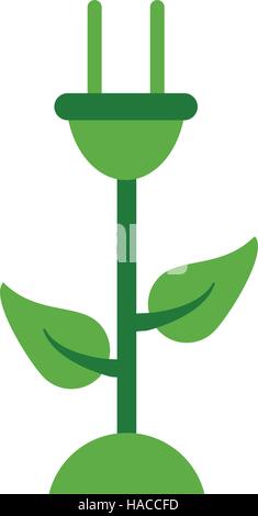 Collegare il cavo lascia ecologia simbolo di energia Illustrazione Vettoriale