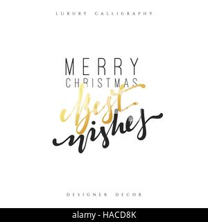 Natale design artigianale di calligraphy lettering. Iscrizione Buon Natale i migliori auguri Illustrazione Vettoriale