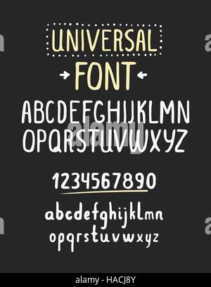 La linea semplice font. Alfabeto universale con piccole e capitale lett Illustrazione Vettoriale