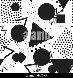 Seamless disegno geometrico in retrò, memphis 80s style Illustrazione Vettoriale