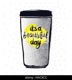 Hipster Vintage caratteri stilizzati poster con tazza da caffè Illustrazione Vettoriale