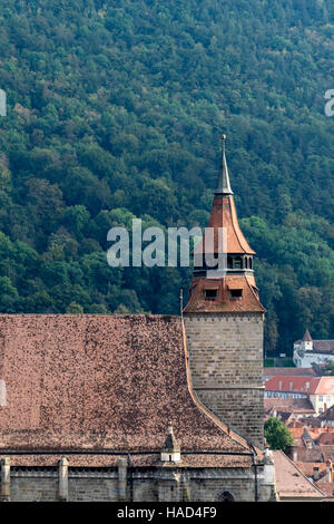 La Chiesa Nera torre in Brasov, Transilvania, Romania Foto Stock