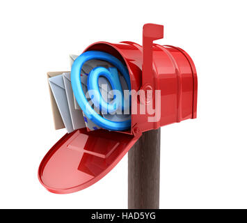 Abstract E-mail casella rossa. 3d illustrazione Foto Stock