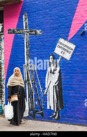 Inghilterra, Londra, Shoreditch, Brick Lane, Arte di strada Foto Stock