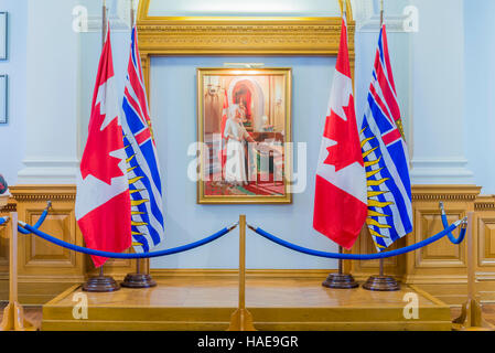 Ritratto della Regina Elisabetta, British Columbia, legislatura, Victoria, British Columbia, Canada Foto Stock