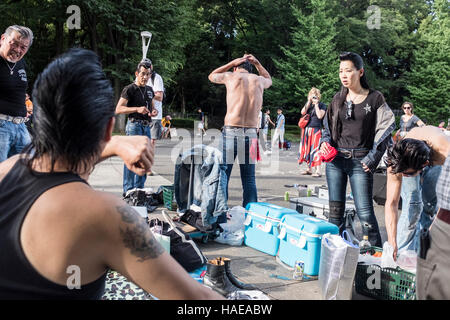 Rockers dancing a Yoyogi Park a Tokyo, Giappone Foto Stock