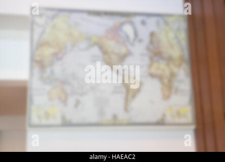 Blur mappa del mondo sulla parete, stock photo Foto Stock