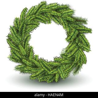 Carta bianca con ghirlanda di Natale. Vettore 3D Natale sfondo. Illustrazione Vettoriale