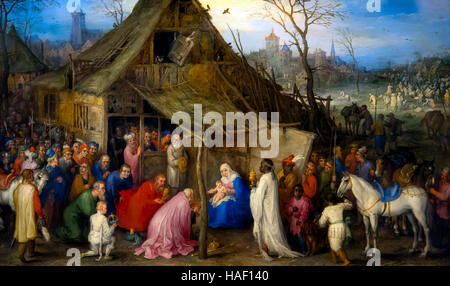 Adorazione dei Magi, di Jan Brueghel il Vecchio, circa 1594, Museo Mayer van den Bergh, Anversa, Belgio, Europa Foto Stock