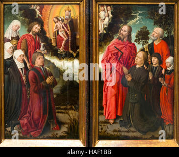 La Santissima Trinità, i donatori e i santi Patroni, artista sconosciuto, circa 1480, il Museo delle Belle Arti, Ghent, Belgio Fiandre Occidentali, Belgio, Europa Foto Stock