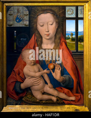 Dittico con Madonna e Maarten van Nieuwenhove, di Hans Memling, St John's Hospital. Bruges, Belgio, Europa Foto Stock