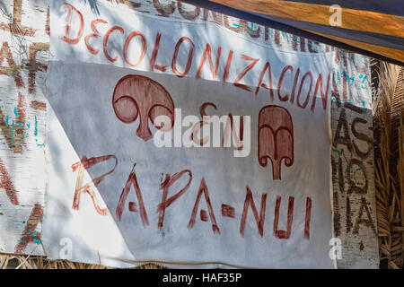 Pro-indipendenza slogan, Isola di Pasqua Foto Stock