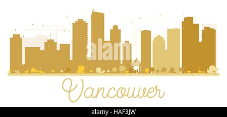 Vancouver skyline della città golden silhouette. Illustrazione Vettoriale. Piatto semplice concetto per il turismo presentazione, banner, cartellone o web. Business travel Illustrazione Vettoriale