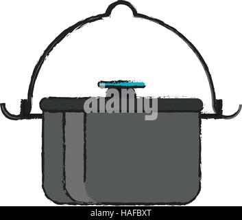 Pentola disegno elemento alimentare camping Illustrazione Vettoriale