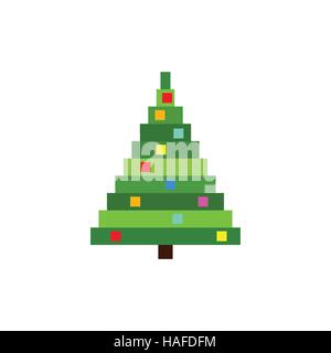 Pixel vettore albero di Natale. Design piatto Illustrazione Vettoriale