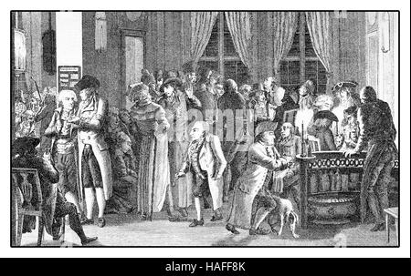 Serata nel famoso Caffè house Richter in Leipzig, Germania, interno anno 1800 Foto Stock