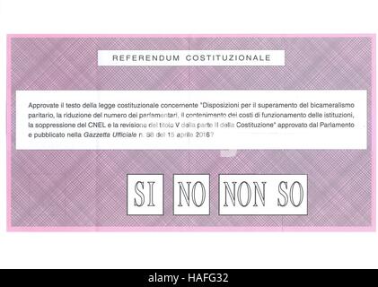 Sì NO NON SO scrutinio per il referendum italiano Foto Stock