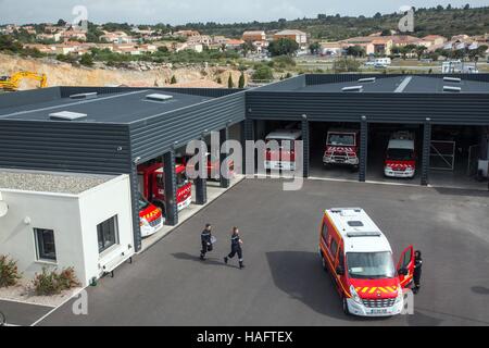 I VIGILI DEL FUOCO, LEUCATE, Francia Foto Stock